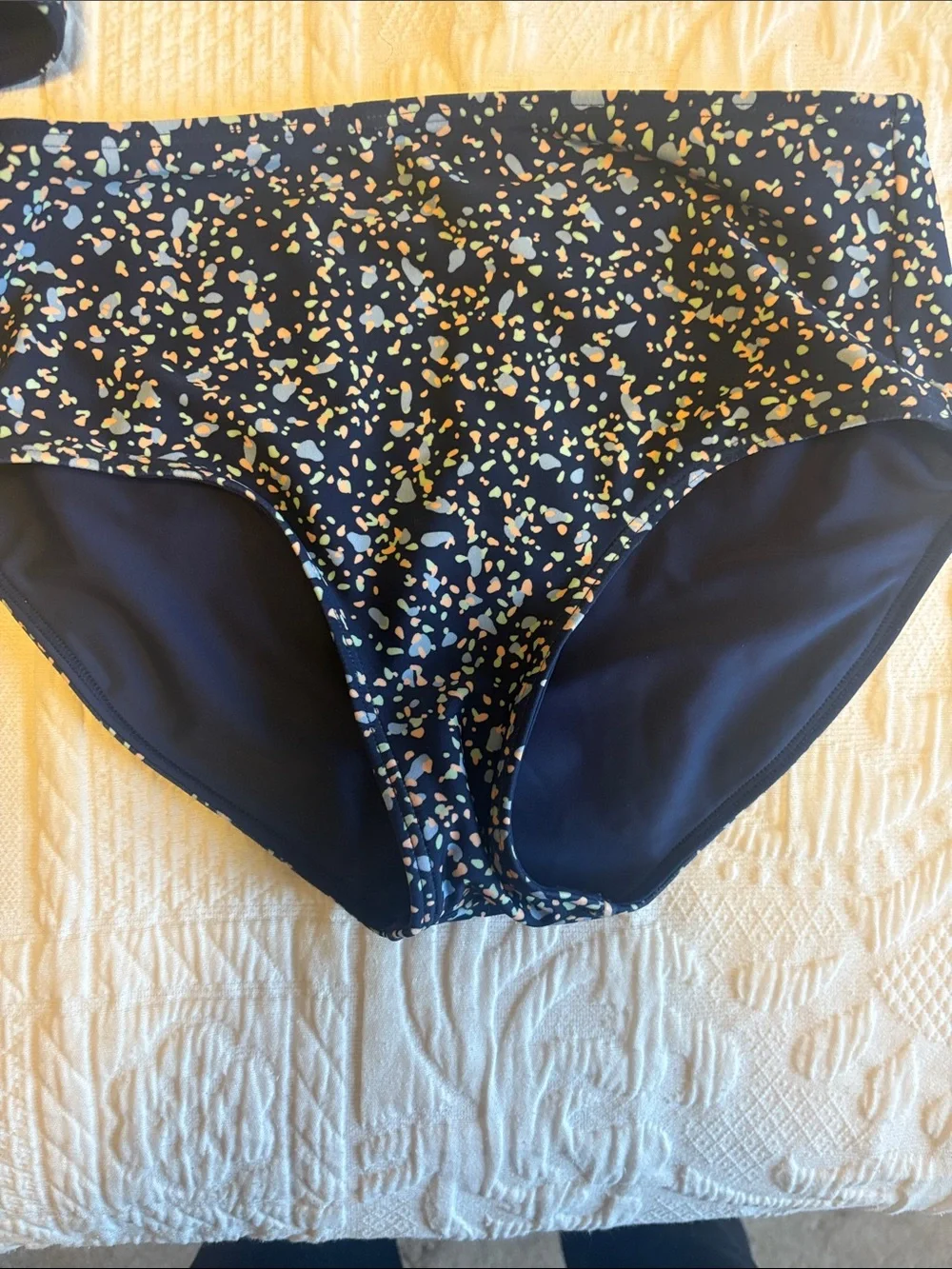 Athleta Girl Navy Confetti Print Bralette & Swim Shorts Set